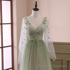 Light Green Gradient Soft Tulle Long Junior Prom Dress Green Formal Dress Party Dress prom dresses shops