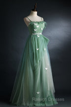 Light Green Gradient Straps Long A-Line Prom Dress, Beautiful Evening Dress Party Dresses