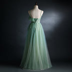 Light Green Gradient Straps Long A-Line Prom Dress, Beautiful Evening Dress Party Dresses
