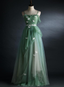 Light Green Gradient Straps Long A-Line Prom Dress, Beautiful Evening Dress Party Dresses