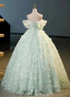 Light Green Lace Sweetheart Long Formal Dress Prom Dress Off Shoulder A Line Floor Length Beautiful