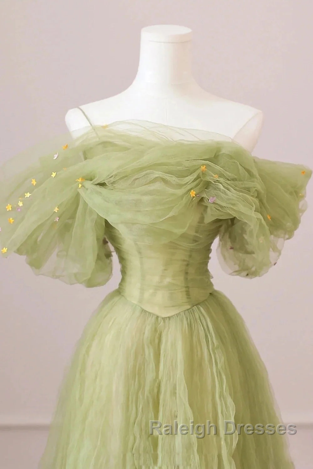 Light Green Prom Dress A Line Off the Shoulder Long Party Evening Dress Secondary image