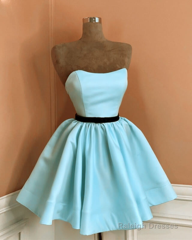 Light Green Satin Short Strapless Dress Secondary image