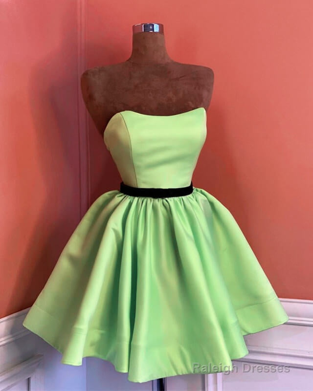 Light Green Satin Short Strapless Dress Main image