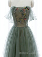 Light Green Sweetheart A-Line Prom Dress, Green Long Party Dress With Lace Applique