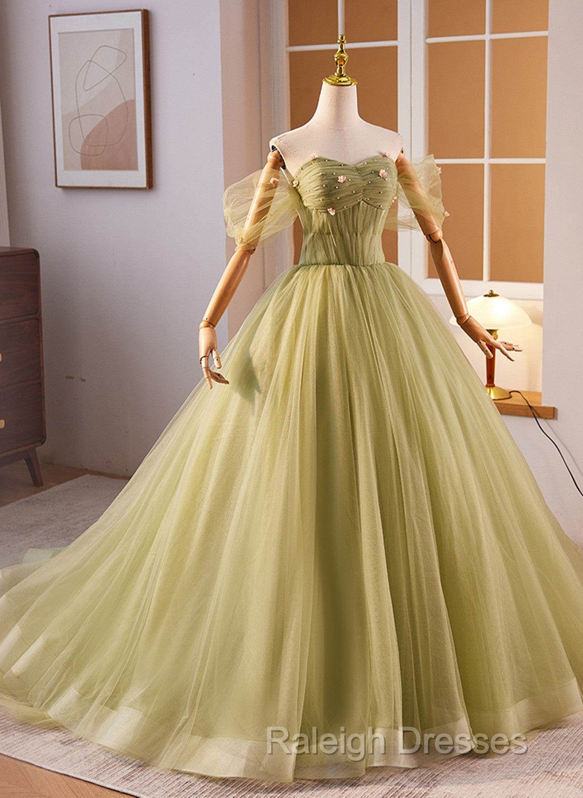 Light Green Sweetheart Tulle Long Formal Dress, Light Green Prom Dress Party Dress Secondary image