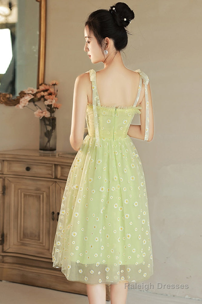 Light Green Tulle Beaded Short Evening Dress, Green Tulle Prom Dress Secondary image