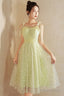 Light Green Tulle Beaded Short Evening Dress, Green Tulle Prom Dress