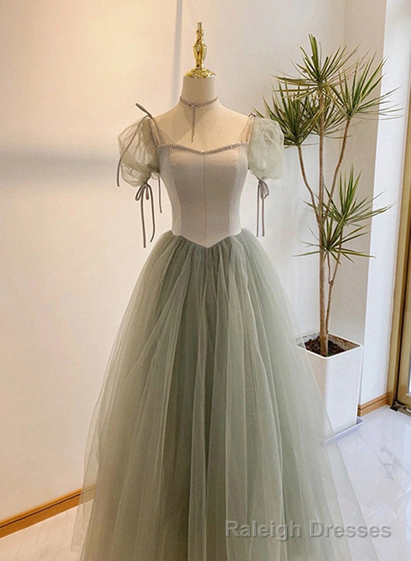 Light Green Tulle Long Evening Dress, Green Formal Dress Party Dress Main image