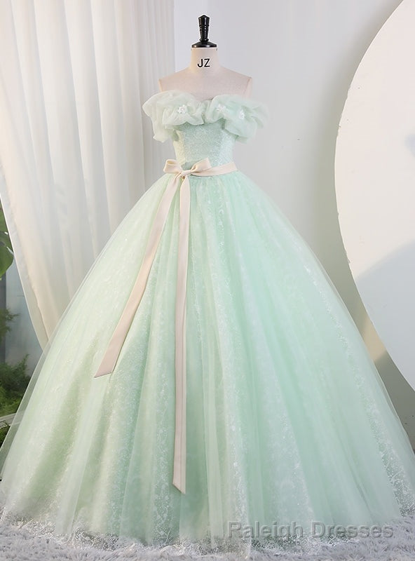 Light Green Tulle Off the Shoulder Quinceanera Dress Main image