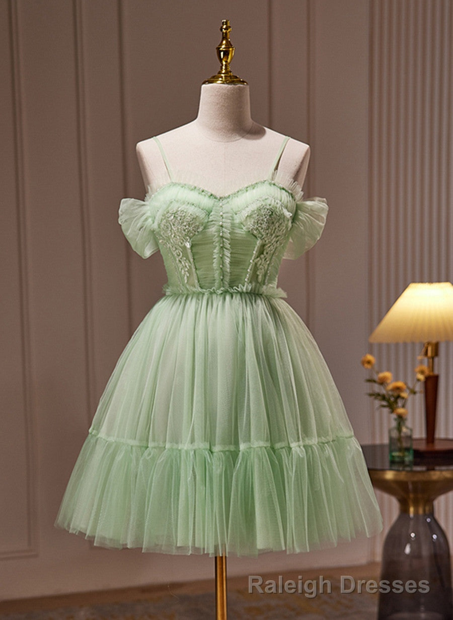 Light Green Tulle Short Party Dress Graduation Dress, Cute Short Formal Dress Secondary image