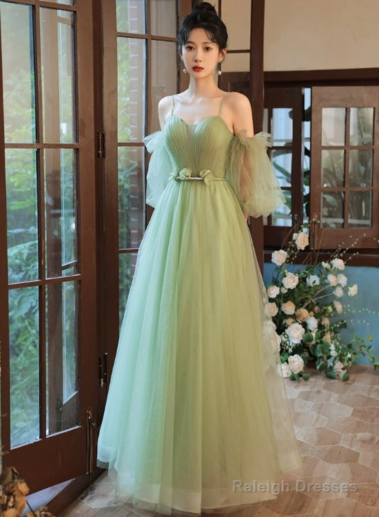 Light Green Tulle Simple Sweetheart Party Dresses, Green Long Prom Dresses Main image