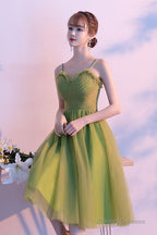 Light Green Tulle Sweetheart Knee Length Party Dress, Green Homecoming Dress