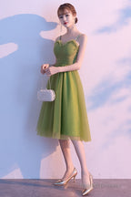 Light Green Tulle Sweetheart Knee Length Party Dress, Green Homecoming Dress