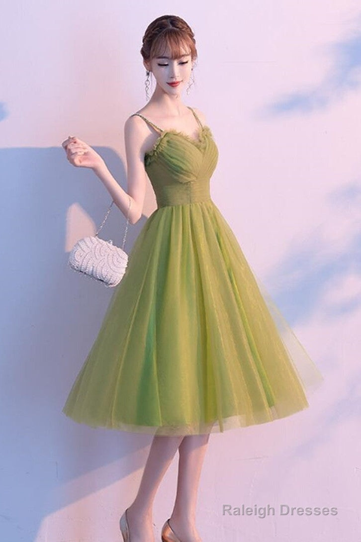 Light Green Tulle Sweetheart Knee Length Party Dress, Green Homecoming Dress Main image