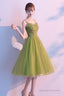 Light Green Tulle Sweetheart Knee Length Party Dress, Green Homecoming Dress