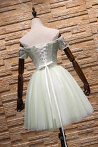 Light Mint Green Knee Length Floral Lace Sweetheart Prom Dresses Tulle Short Homecoming Dresses