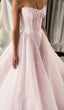 Light Pink Ball Gowns Strapless Beaded Sequin Tulle Prom Dresses 18Th Birthday Dresses