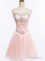 Light Pink Beaded Tulle And Lace Sweetheart Homecoming Dresses Pink Tulle Prom Dresses