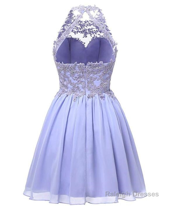 Light Pink Halter Chiffon Lace Applique Party Dress, Handmade Formal Dress Secondary image