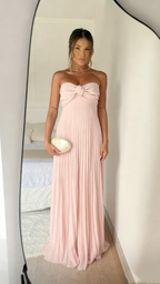 Light Pink Strapless Chiffon Prom Dresses Long Prom Dresses
