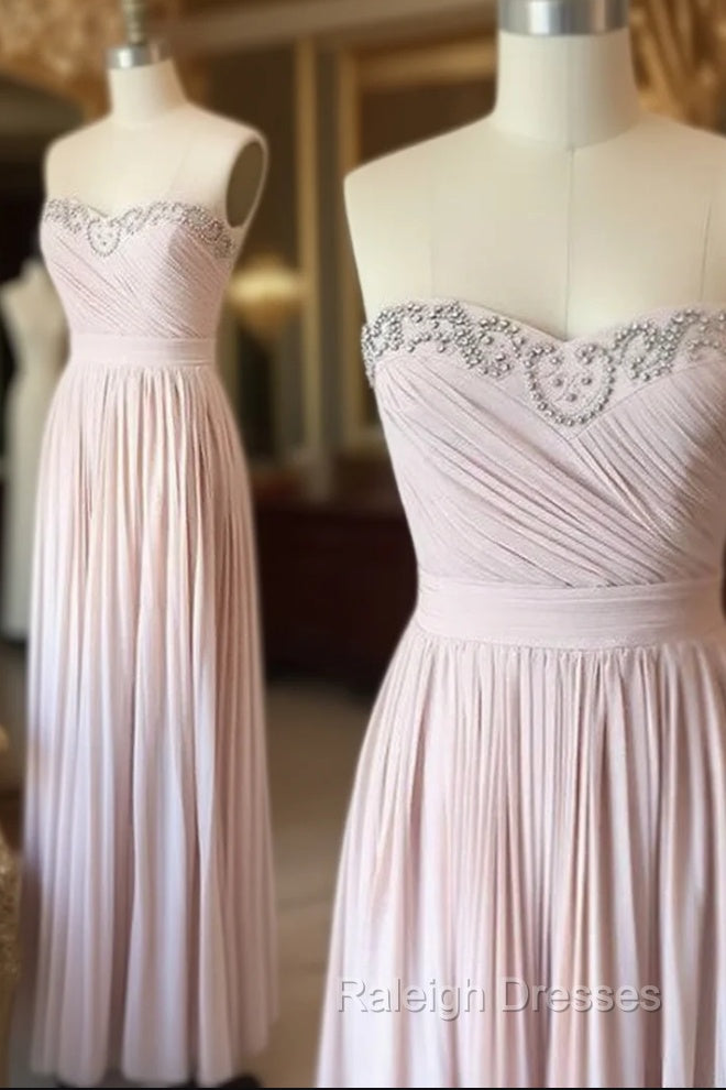 Light Pink Sweetheart Long Prom Dress, Evening Dress