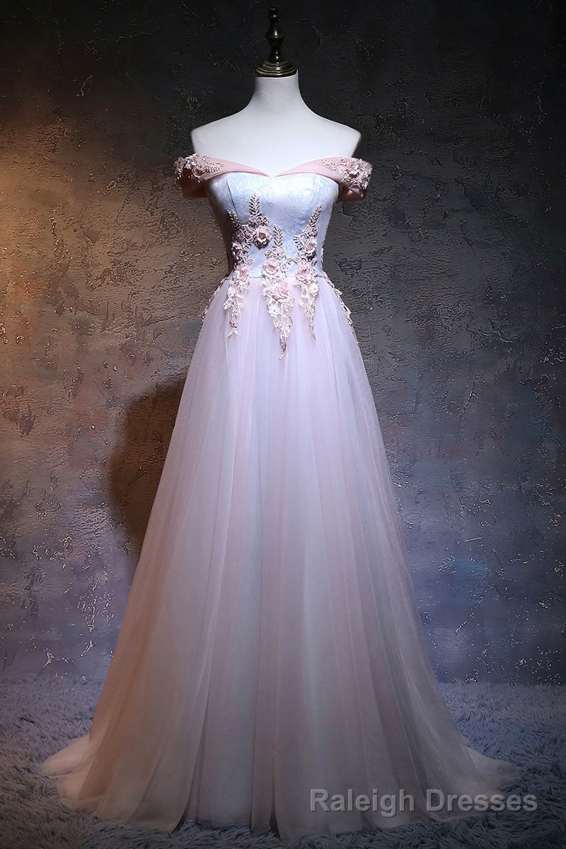 Light Pink Sweetheart Off Shoulder Party Dress, Long Prom Dress Main image