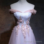 Light Pink Sweetheart Off Shoulder Prom Dress, Long Prom Dress