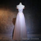 Light Pink Sweetheart Off Shoulder Prom Dress, Long Prom Dress