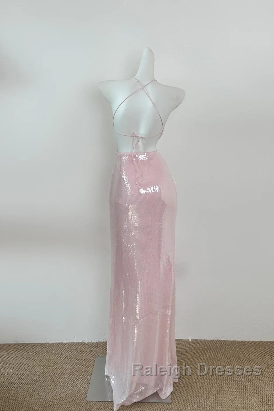 Light Pink V Neck Sheath Sequined Prom Dress Birthday Dress Secondary image