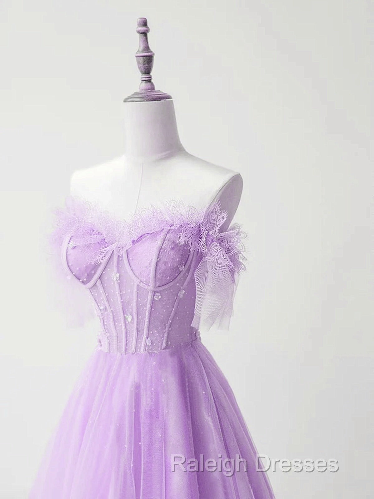 Light Purple A-Line Sweetheart Tulle Formal Dress, Light Purple Long Prom Dress