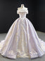 Light Purple Ball Gowns Tulle Lace Appliques Off the Shoulder Prom Dress