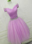 Light Purple Beaded Cute Tulle Homecoming Dress