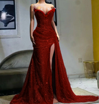 Light Purple High Split Prom Dress Sweetheart Mermaid Prom Dress Elegant Dress For Wedding