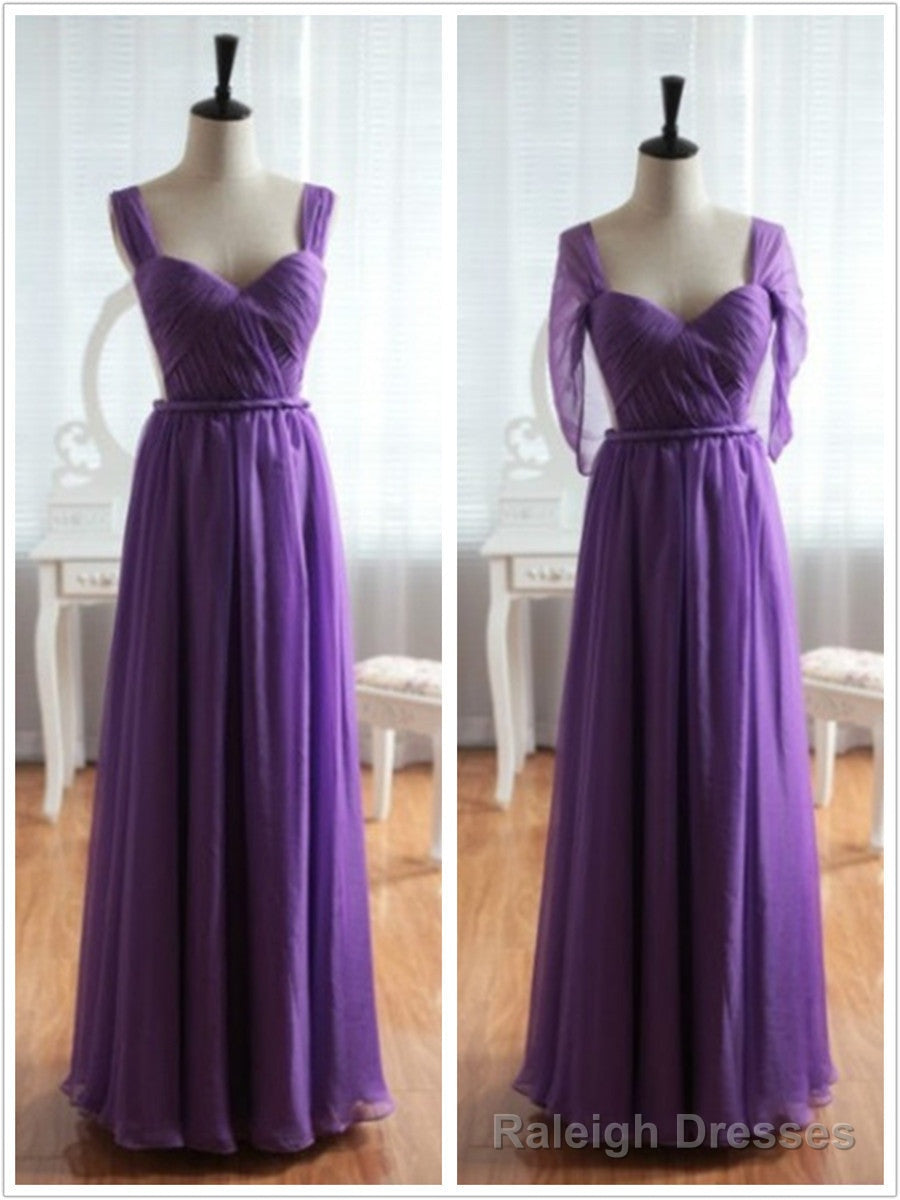 Light Purple Cap Sleeves/Long Sleeves Backless Chiffon Prom Dress, Purple Bridesmaid Dress Main image