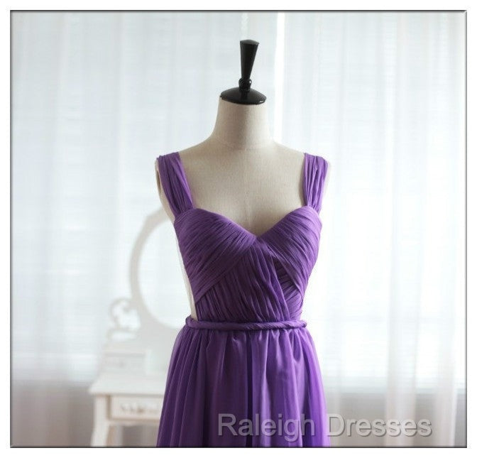 Light Purple Cap Sleeves/Long Sleeves Backless Chiffon Prom Dress, Purple Bridesmaid Dress Secondary image