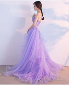 Light Purple Layers Tulle Lace Applique Long Formal Dress, Purple Evening Dress Prom Dress