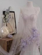 Light Purple Mermaid Sweetheart Neck Tulle Sequin Prom Dress Quinceaa Ball Dress Wedding Dress