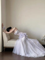 Light Purple Mermaid Sweetheart Neck Tulle Sequin Prom Dresses Quinceaa Ball Dresses Wedding Dresses