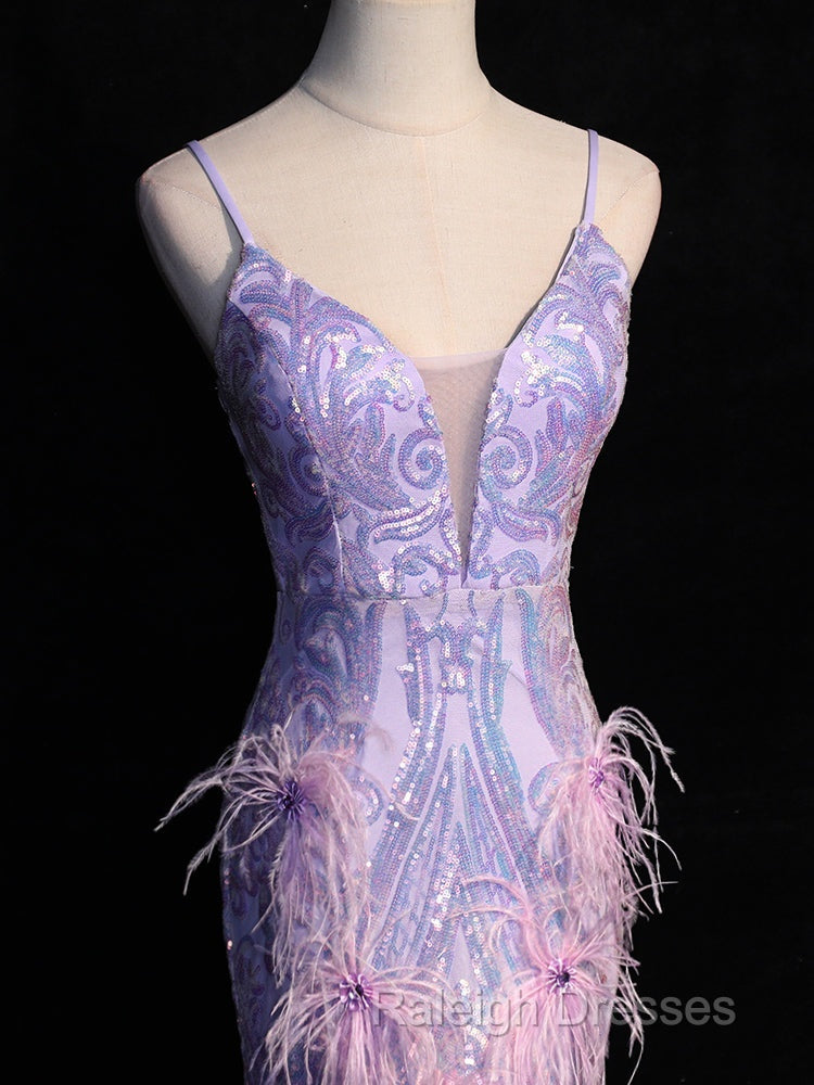 Light Purple Sequins Mermaid Long Prom Dresses Light Purple Prom Dresseses