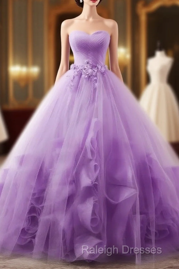 Light Purple Sweetheart Tulle Ball Gown Princess New Style Prom Dresses Purple Prom Dresseses