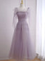 Light Purple Tea Length Soft Tulle Prom Dress, Cute Short Homecoming Dress Formal Dress