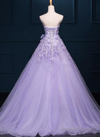 Light Purple Tulle Beaded And Applique Gorgeous Gowns, Sweet 16 Formal Gowns, Party Dresses