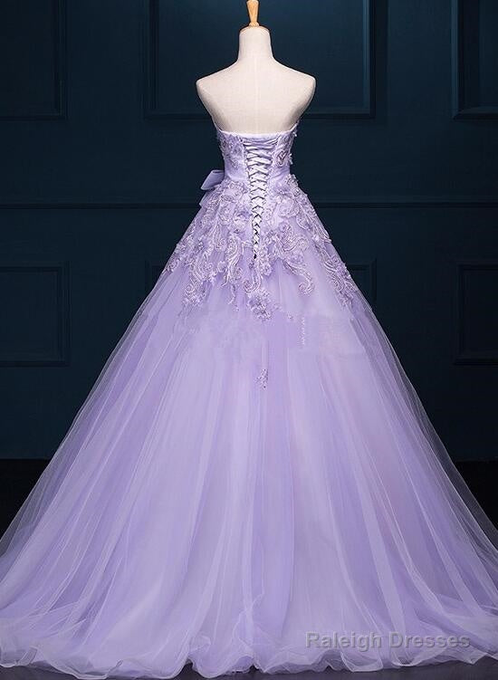 Light Purple Tulle Beaded And Applique Gorgeous Gowns, Sweet 16 Formal Gowns, Party Dresses