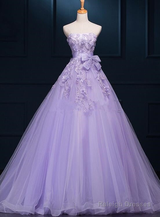Light Purple Tulle Beaded And Applique Gorgeous Gowns, Sweet 16 Formal Gowns, Party Dresses