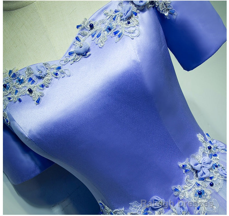 Light Purple Tulle Long Off Shoulder Long Party Dress, Lavender Prom Dress Secondary image