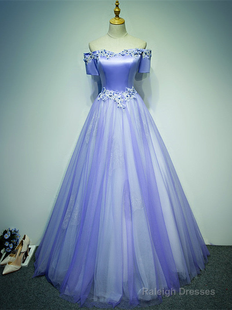 Light Purple Tulle Long Off Shoulder Long Party Dress, Lavender Prom Dress Main image