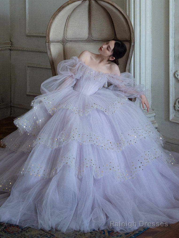 Light Purple Tulle Long Prom Dress, Purple Tulle Evening Dress Secondary image