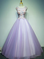 Light Purple Tulle Long Sweet 16 Prom Dresses With Lace Purple Prom Dresses
