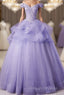 Light Purple Tulle With Lace Off Shoulder Sweet 16 Dresses Light Purple Prom Dresses